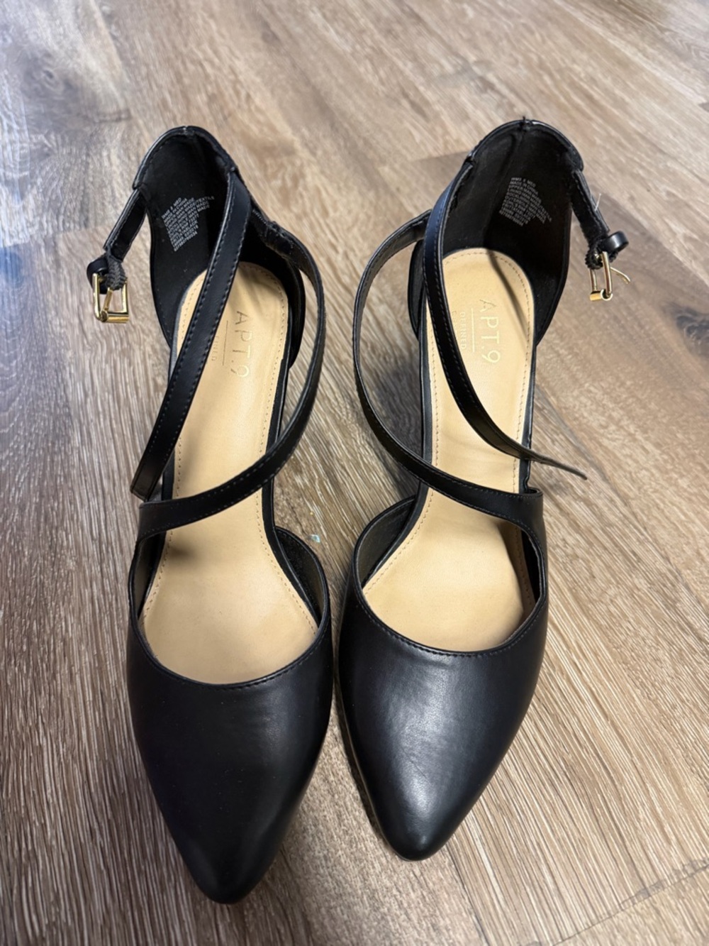 Apt. 9 Black Pointed Toe Crisscross Ankle Strap Heels